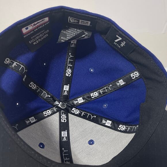 LA Dodgers Baseball Hat New Era 59Fifty Mens 7 3/8 Fitted Blue White MLB Cap NWT - Picture 6 of 7
